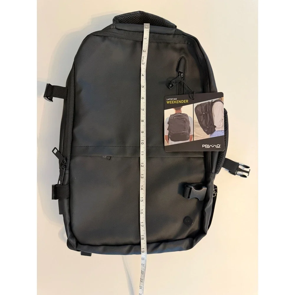 Primo Weekender Laptop Bag Black Travel Backpack USB Port Water Resistant NEW